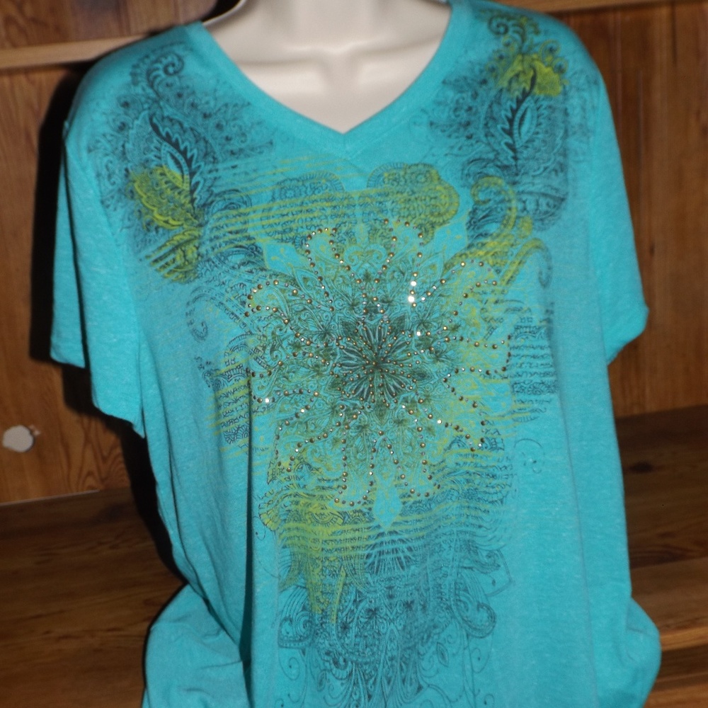 Womens XL Blue and Green Kim Rogers shirt